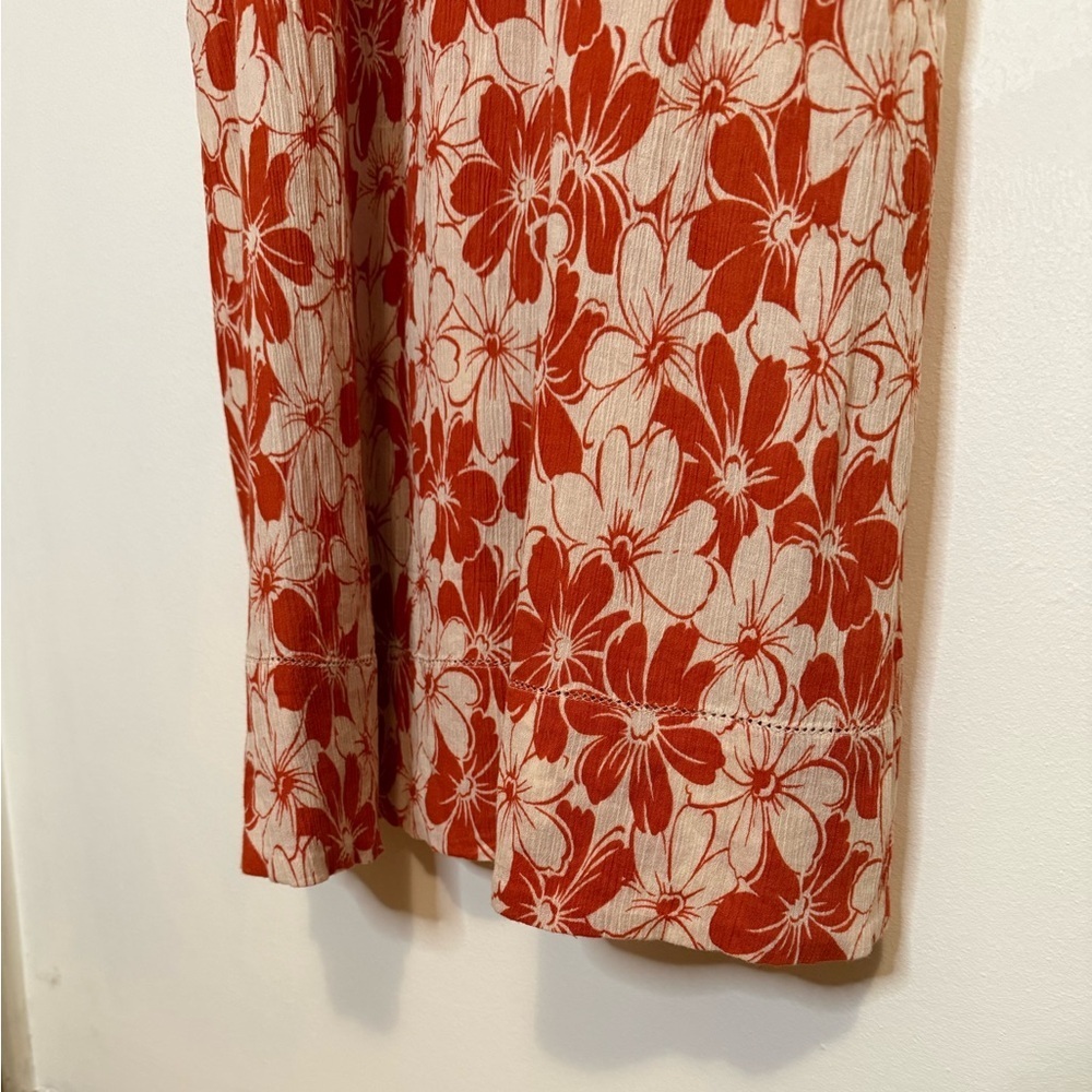 THE GREAT Cascade Dress in Burnt Red Hibiscus Flower - Picture 8 of 11